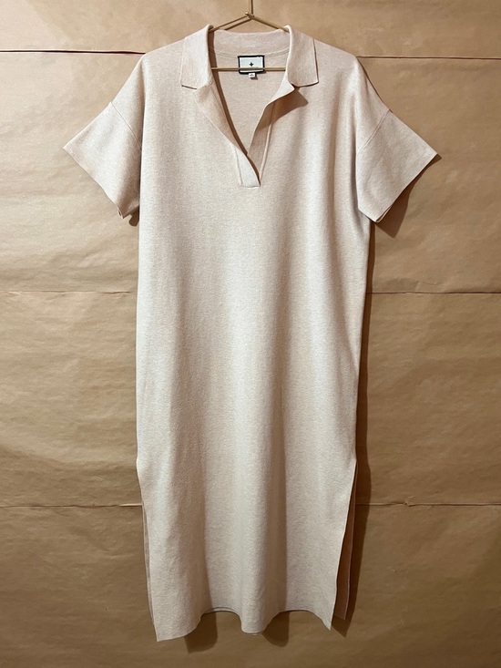 Tuckernuck Dresses & Skirts - Tuckernuck | Channing Polo Midi Dress Stretch Knit Popover Dress Tan Size S